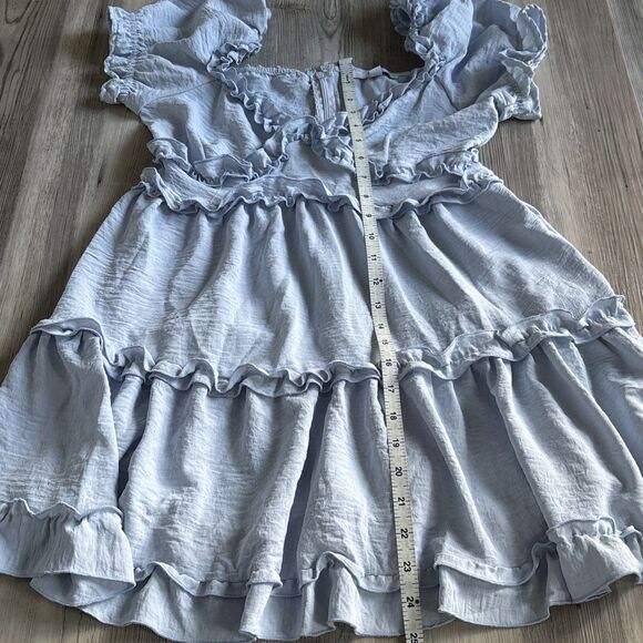Blashe Blue Babydoll Flutter Ruffle Dress Size Small - Picture 8 of 8